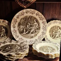 سرویس چینی آب طلا قدیمی عتیقه آب نخورده