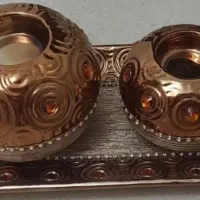 جاشمعی طلایی همراه با سینی