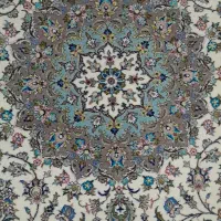 جفت فرش دستبافت گل ابریشم طرح تقدیسی