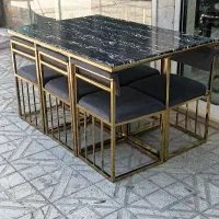 میز و صندلی ناهارخوری نهار خوری کمجا ۶ نفره فلزی