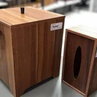 ست سطل و جا دستمال کاغذی چوبی
