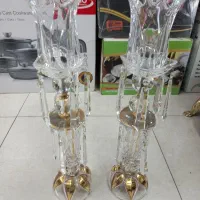 شمعدون تمام کریستال جفت بالاله وآویز|صنایع دستی و سایر لوازم تزئینی|تهران, شیوا|دیوار