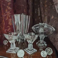 شمعدان کریستال اصل ناخمن و گلدان ابکاری پلاتین