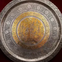 سینی مسی بزرگ قلمزنی قدیمی