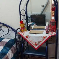 تختخواب ومیز آرایشی فلزی سالم|تخت و سرویس خواب|گرمی, |دیوار