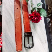 کمربند چرم گاوی طبیعی   دست دوز