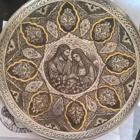 سینی دیوارکوب قلمزنی۴۰سانتی جنس برنج