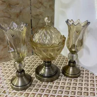 شمعدان و شکلات خوری شامپاینی پایه برنز