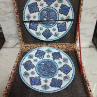دوعددبشقاب مس مینا کاری دکوری