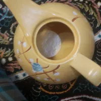 قوری چینی بزرگ لیمویی رنگ