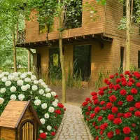 ویلا چوبی شیشه ای تریبلکس مبله فول تجهیزات