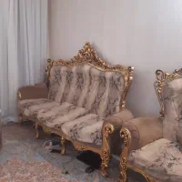 مبل هفت نفر استیل  چوب راش همراه بوفه