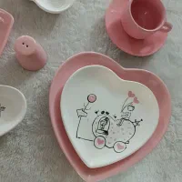 سرویس ظروف دو نفره سرامیکی قلبی 12 پارچه نو|ظروف سرو و پذیرایی|سمنان, |دیوار