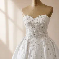 لباس عروس ساتنی بسیار زیبا تن اول