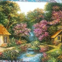 تابلو شهرک ویلا کد40 دستبافت و ابریشم دار