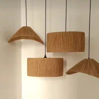 لوستر و آباژور دستساز با رافیا سبک بوهو و طبیعی|لوستر و چراغ آویز|کرج, مهرویلا شمالی|دیوار