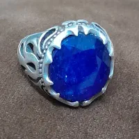 انگشتر نقره  یاقوت  کبود
