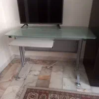 میز تحریر و کامپیوتر گیمینگ شیشه و پایه فلز شیک