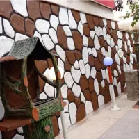 سیمان کاری سیاه و سفید طرح سنگ و درخت شن و سیمانی|خدمات پیشه و مهارت|رودسر, |دیوار