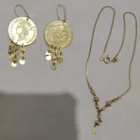 طلای نو بدون شکستگی،یک عدد گردنبند ویک جفت گوشواره