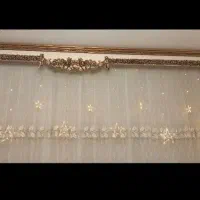 پرده حریر ترک گل برجسته با والن مخمل و نگین دوزی|پرده، رانر، رومیزی|هشتگرد, هشتگرد قدیم|دیوار