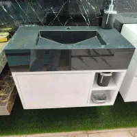 روشویی کابینتی صفحه دار مشکی سفید طوسی ماربل