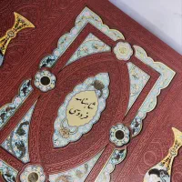 ست شاهنامه گلاسه چرم جعبه دار نفیس+2گلدان خاتم