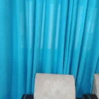 پرده آبی کتان|پرده، رانر، رومیزی|رشت, دیلمان|دیوار