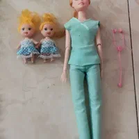 باربی تمام مفصلی دکتر با دوتا عروسک بچه