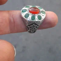 انگشتر زمرد کلمبییا عقیق یمنی ۲۲گرم