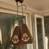 لوستر آویز تک شعله چوبی