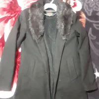 پالتو یقه خز مشکی نو