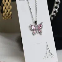 گردنبند زنانه پروانه صورتی