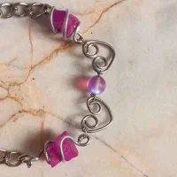 دستبند کریستال سرخابی با مهره ی موون استون|جواهرات|اصفهان, ملک‌شهر|دیوار