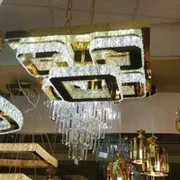 لوستر سقفی جدید کریستالی مربع|لوستر و چراغ آویز|اصفهان, باغ زرشک|دیوار