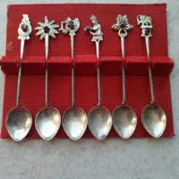 یک دست قاشق چای خوری نقره با سنگ یاقوت اصل