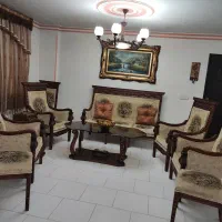 مبل استیل ۷ نفره + ۲ میزبان و میز ناهارخوری ۸ نفره