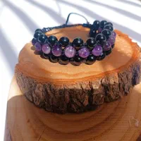 دستبند سه ردیفه سنگ آمیتیست و سنگ اونیکس|جواهرات|تهران, آهنگ|دیوار