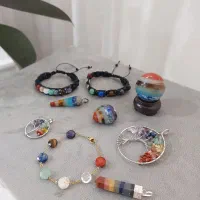 دستبند سنگی چرم و عناصر