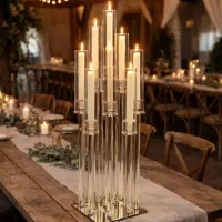 شمعدان کریستالی لوله ۲۰ میل توپر وارداتی با حباب