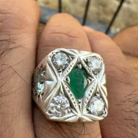 انگشتر نقره مردانه/زنانه انگشتر زمرد/یاقوت
