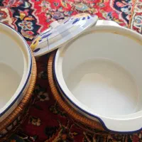 ظرف دو تیکه گلهای ابی و زرد)گل پنبه ای