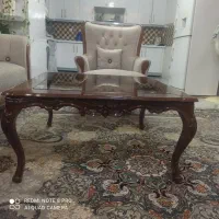 جلو مبلی و میز عسلی چوبی کنده کاری