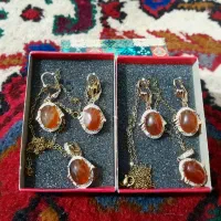 نیم ست طلاروس عقیق یمن اصل|جواهرات|بستان آباد, |دیوار