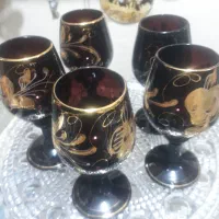 جام شیشه ای طلاکوب قدیمی