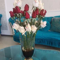 گل رز و گلدان