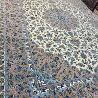 جفت فرش ۹ متری کاشان گل ابریشم نوبافت