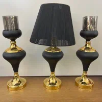 سرویس آباژور رومیزی شمعدان جا شمعی نقره ای مشکی