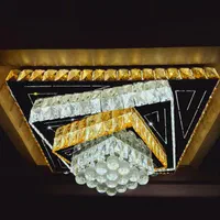 دو عدد لوستر مدرن کریستالی با سه رنگ نور و ریموت