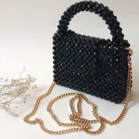 کیف مرواریدی مجلسی مشکی، شیک و مناسب هدیه روز زن
